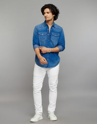 Medium Blue Full Sleeves Denim Shirt