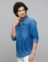 Medium Blue Full Sleeves Denim Shirt