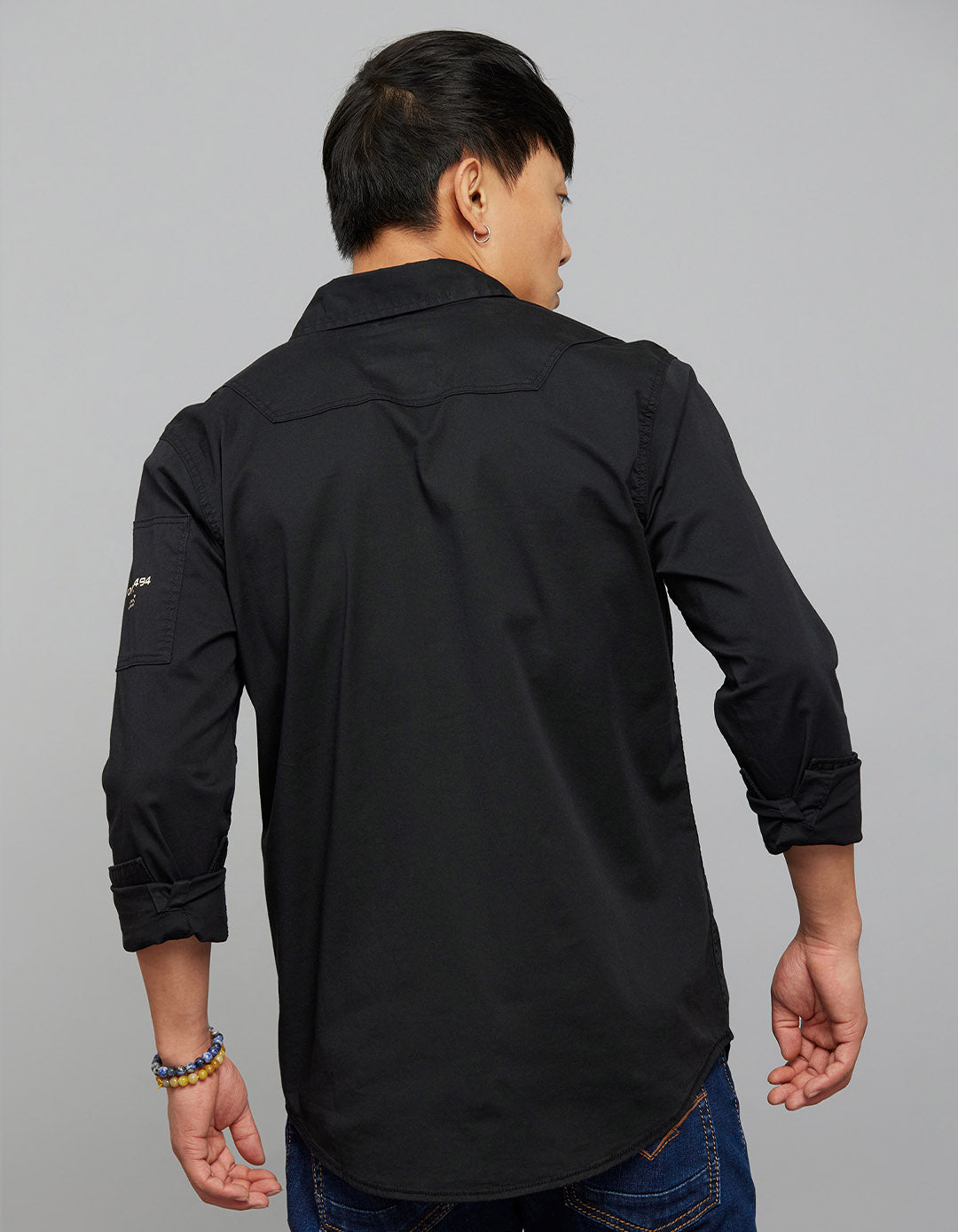 Jet Black Full Sleeves Cargo Shirt