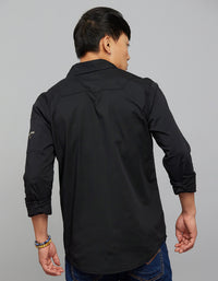 Jet Black Full Sleeves Cargo Shirt
