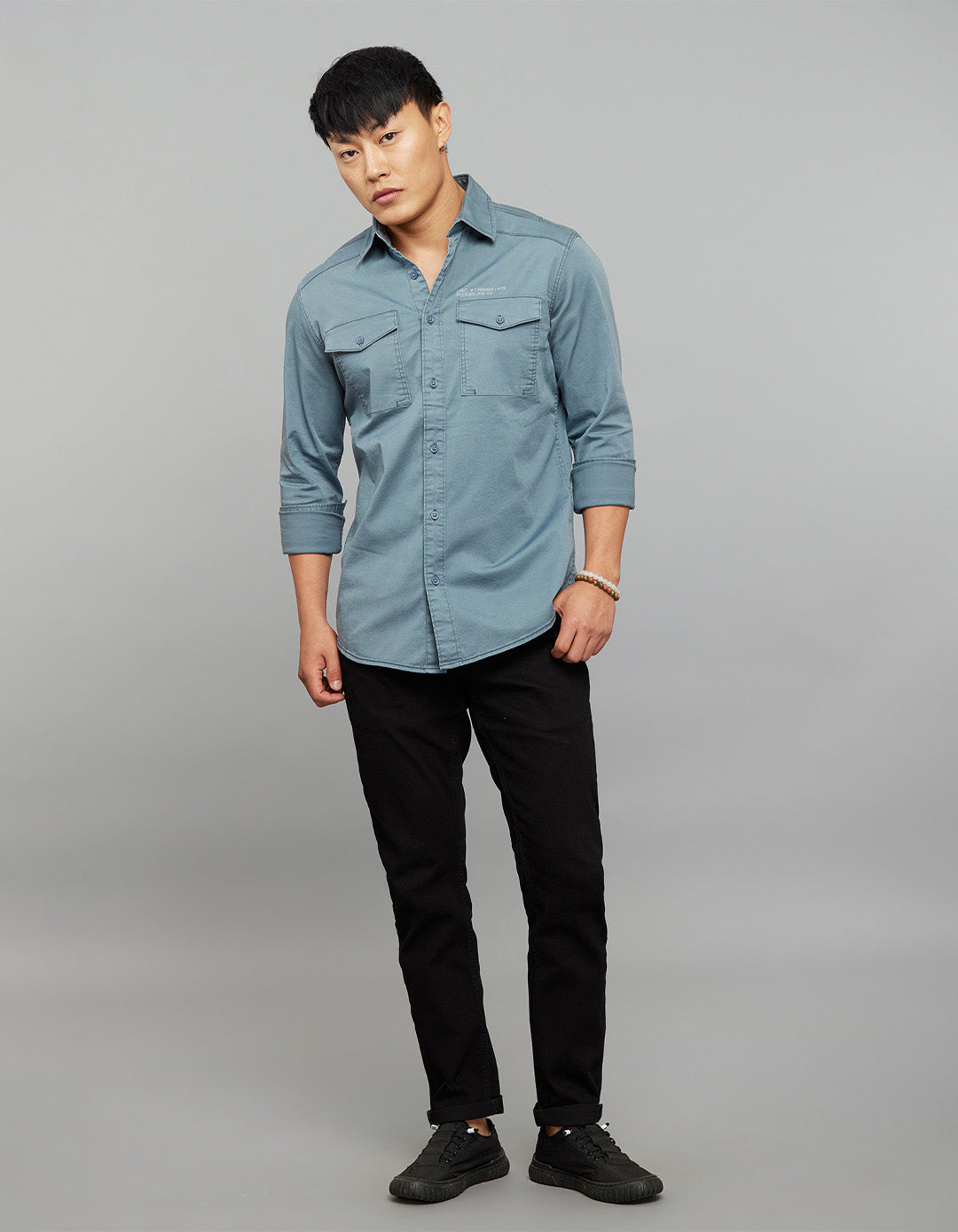 Petrol Full Sleeves Cargo Shirt