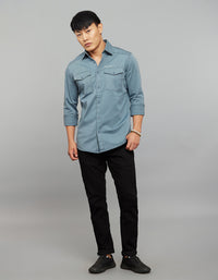 Petrol Full Sleeves Cargo Shirt