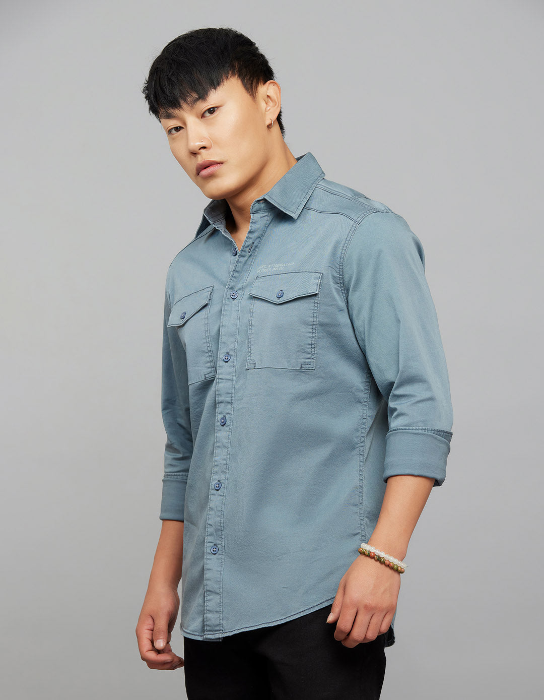 Petrol Full Sleeves Cargo Shirt