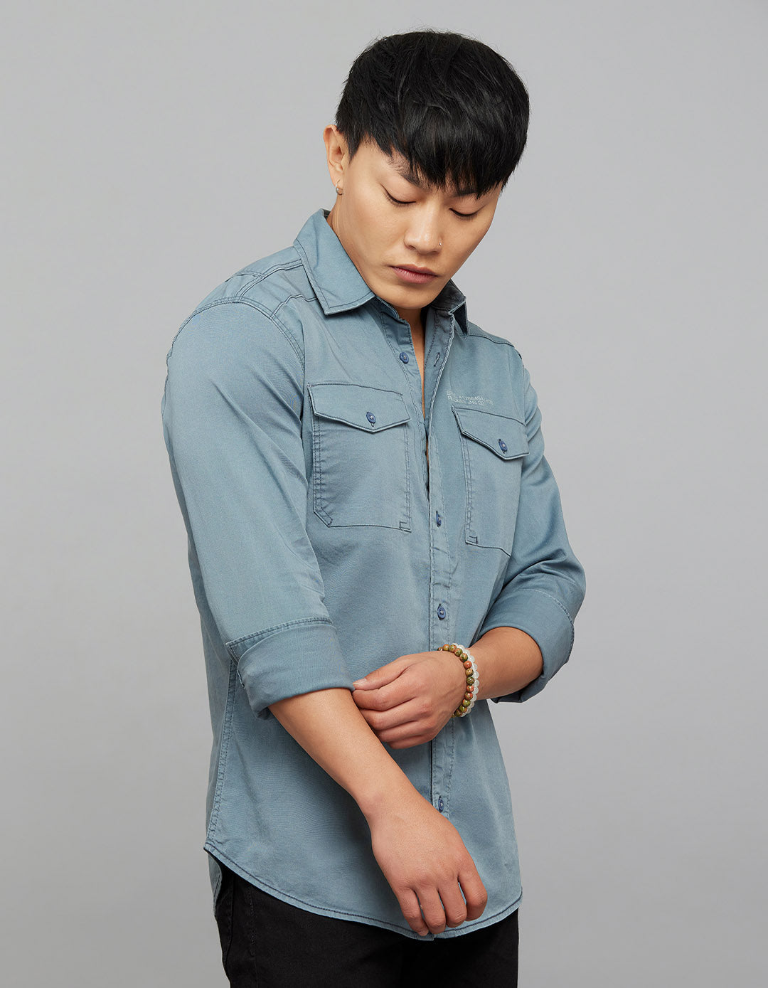 Petrol Full Sleeves Cargo Shirt