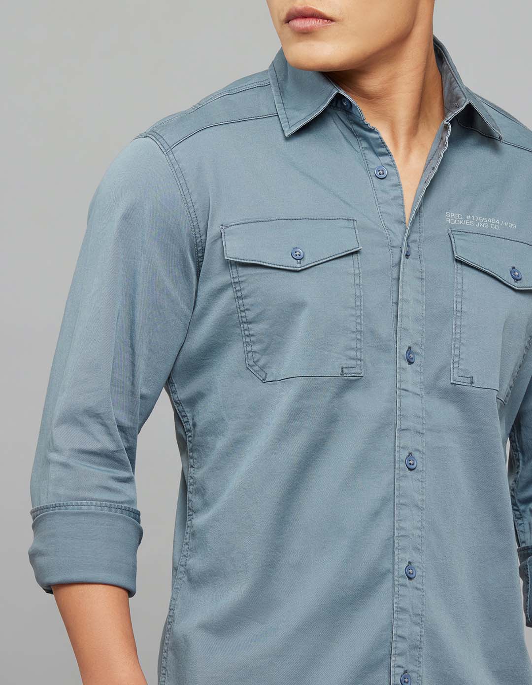 Petrol Full Sleeves Cargo Shirt