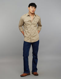 Light Sand Full Sleeves Cargo Shirt