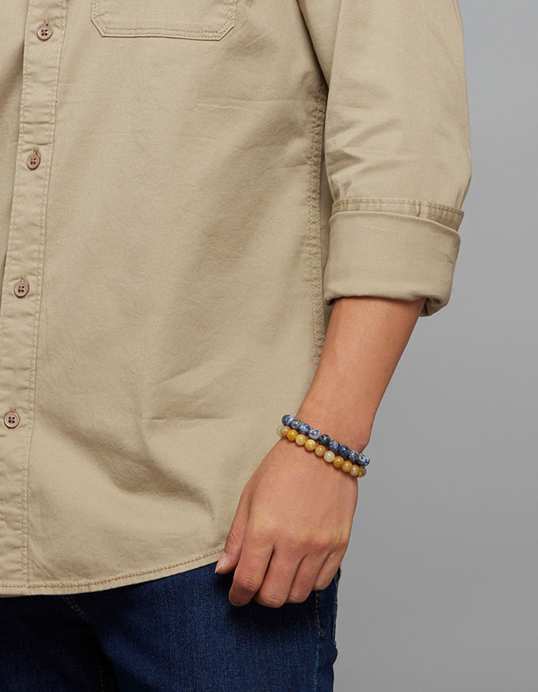 Light Sand Full Sleeves Cargo Shirt