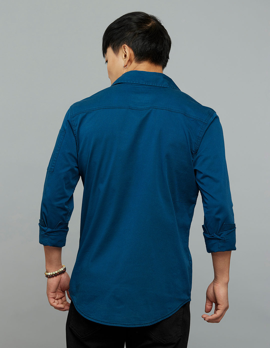 Titan Blue Full Sleeves Cargo Shirt