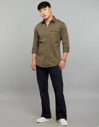 Military Green Full Sleeves Cargo Shirt
