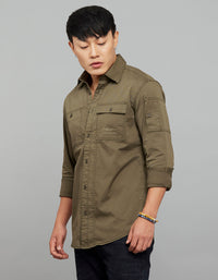 Military Green Full Sleeves Cargo Shirt