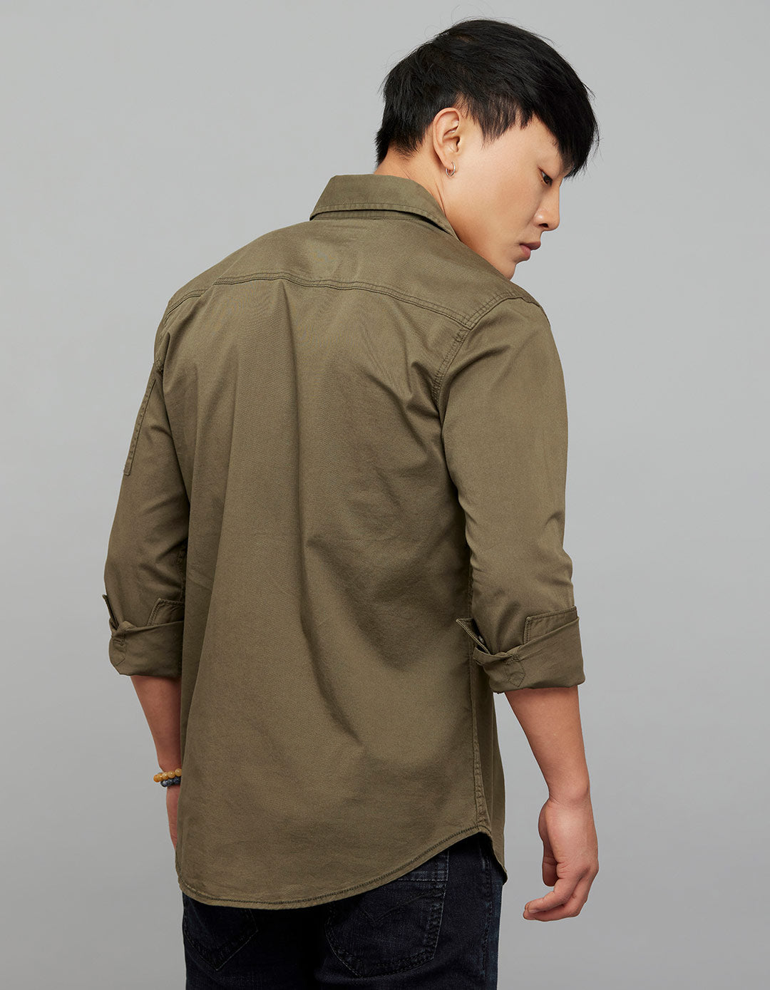 Military Green Full Sleeves Cargo Shirt