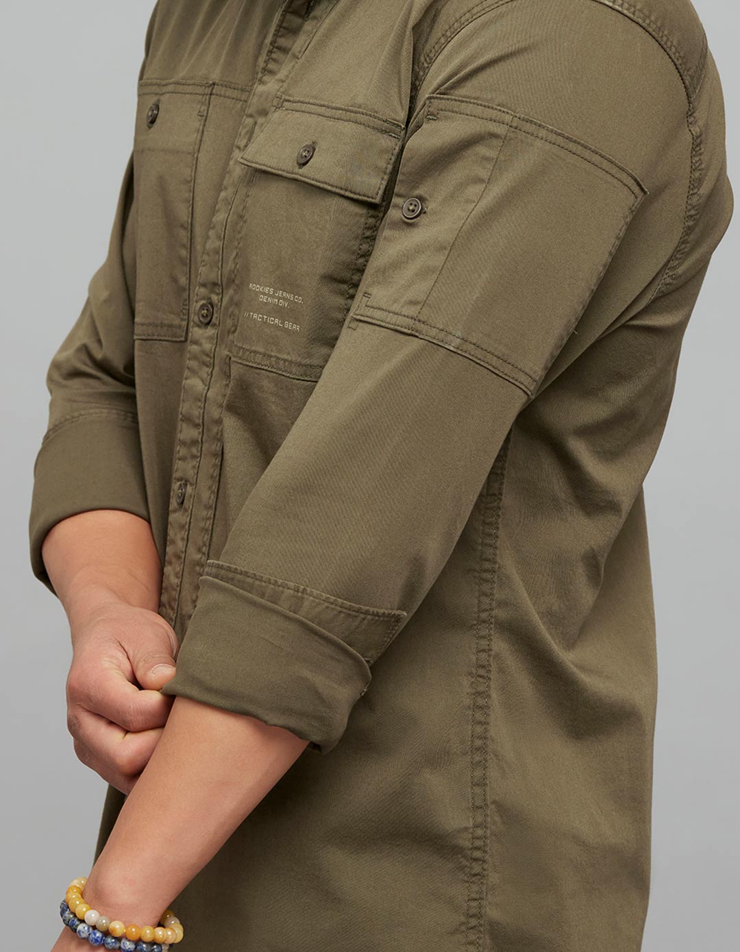 Military Green Full Sleeves Cargo Shirt