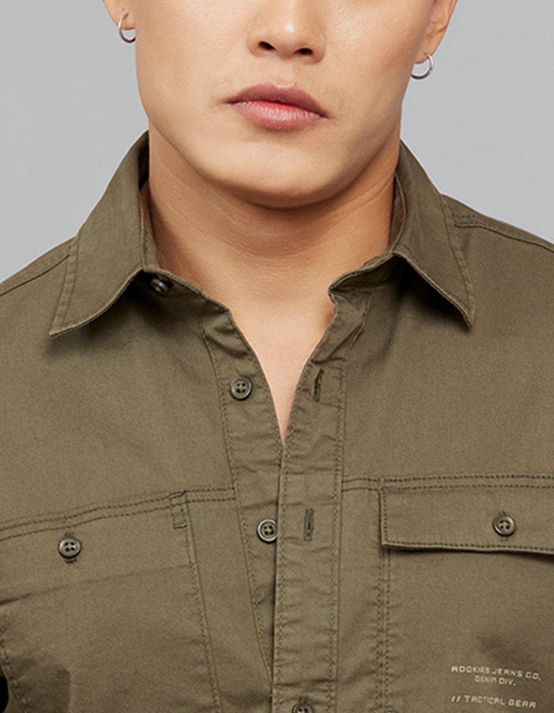 Military Green Full Sleeves Cargo Shirt