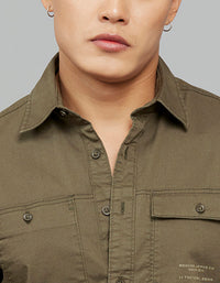 Military Green Full Sleeves Cargo Shirt