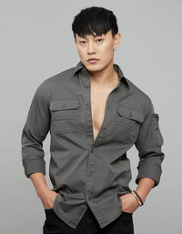 Charcoal Full Sleeves Cargo Shirt