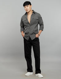 Charcoal Full Sleeves Cargo Shirt