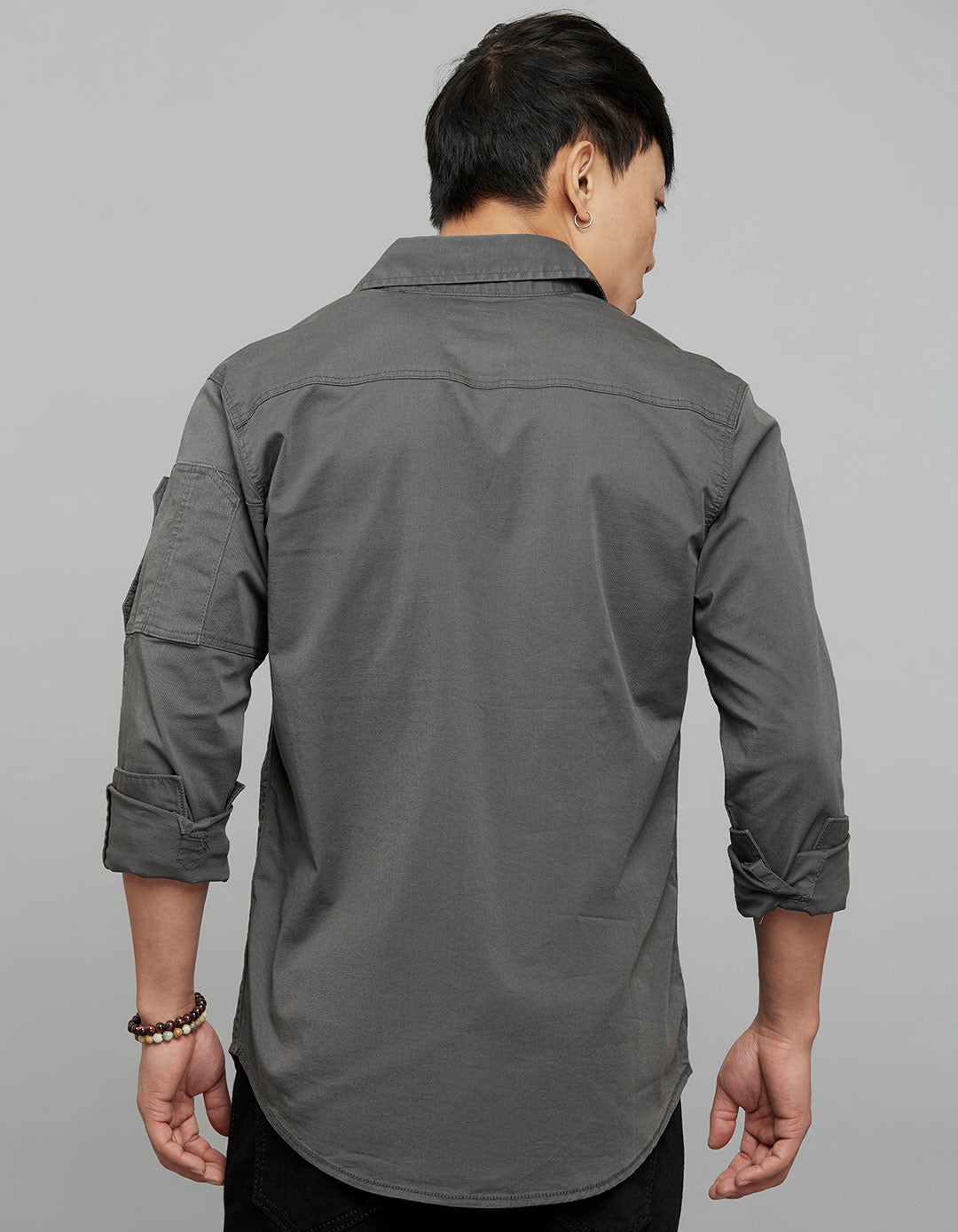 Charcoal Full Sleeves Cargo Shirt
