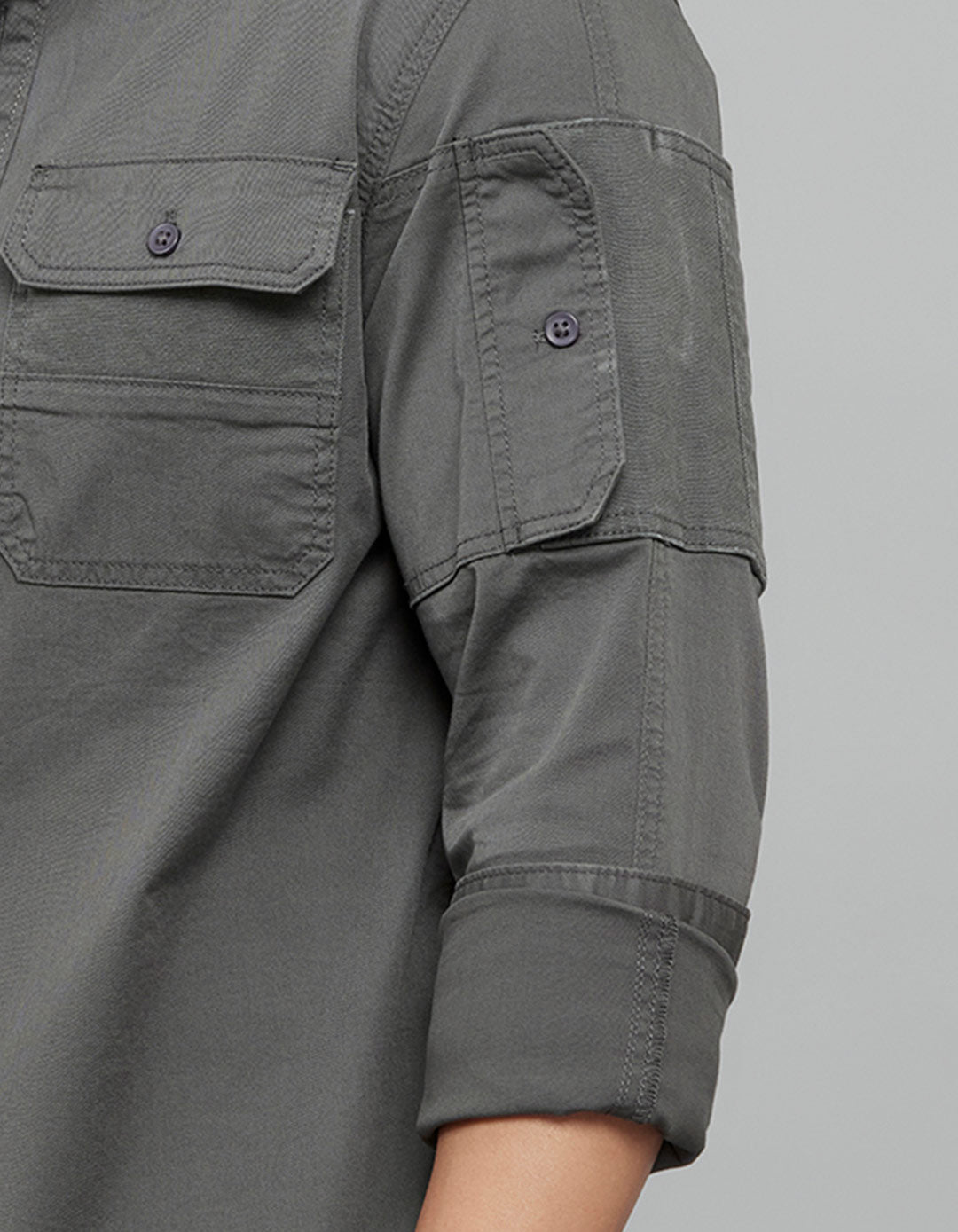 Charcoal Full Sleeves Cargo Shirt