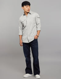 Light Grey Full Sleeves Cargo Shirt