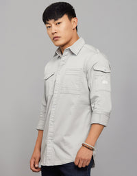 Light Grey Full Sleeves Cargo Shirt