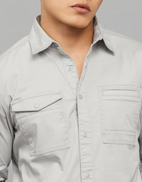 Light Grey Full Sleeves Cargo Shirt