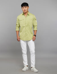 Parrot Green Full Sleeves Cargo Shirt