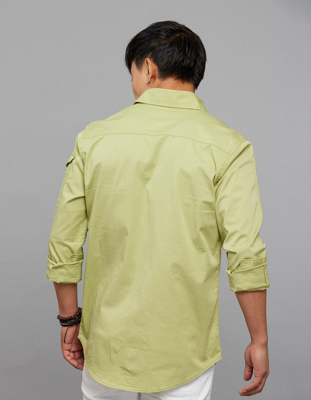 Parrot Green Full Sleeves Cargo Shirt