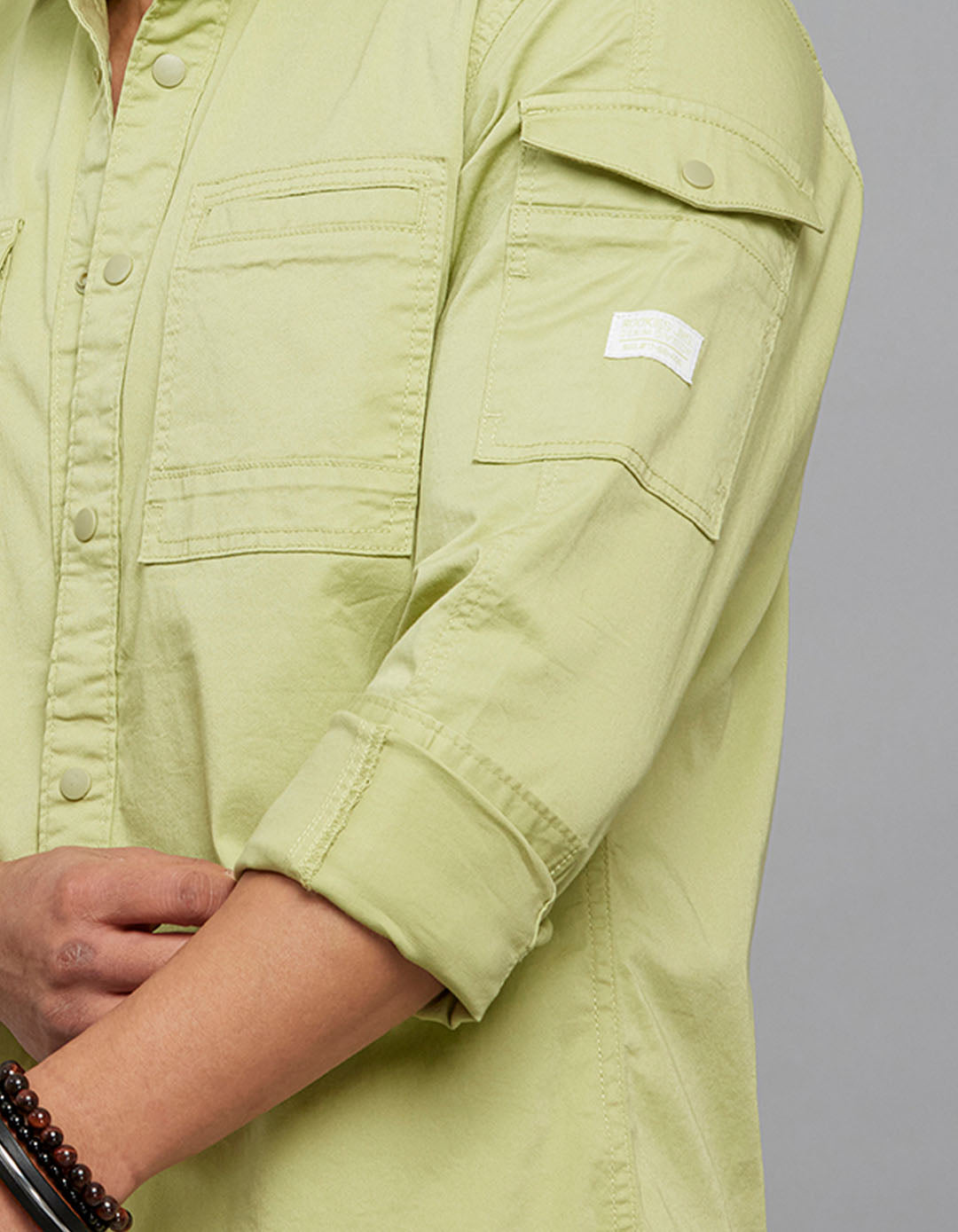 Parrot Green Full Sleeves Cargo Shirt