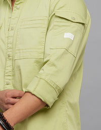 Parrot Green Full Sleeves Cargo Shirt