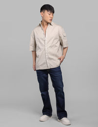 Lt Moss Half Sleeve Oversized Stretch Cargo Shirt
