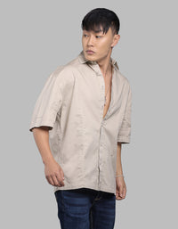 Lt Moss Half Sleeve Oversized Stretch Cargo Shirt