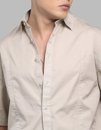 Lt Moss Half Sleeve Oversized Stretch Cargo Shirt