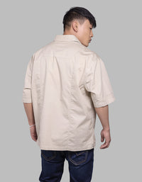 Lt Moss Half Sleeve Oversized Stretch Cargo Shirt