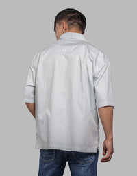 Sky Blue Half Sleeve Oversized Stretch Cargo Shirt