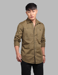 Olive Night Full Sleeve Stretch Cargo Shirt