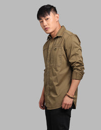 Olive Night Full Sleeve Stretch Cargo Shirt