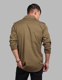 Olive Night Full Sleeve Stretch Cargo Shirt