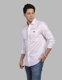 White Full Sleeve Stretch Cargo Shirt