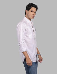 White Full Sleeve Stretch Cargo Shirt