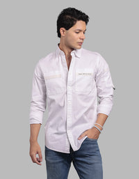Optic White Full Sleeve Stretch Cargo Shirt