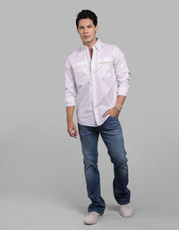 Optic White Full Sleeve Stretch Cargo Shirt