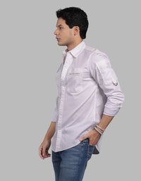 Optic White Full Sleeve Stretch Cargo Shirt