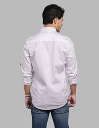 Optic White Full Sleeve Stretch Cargo Shirt