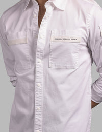 Optic White Full Sleeve Stretch Cargo Shirt