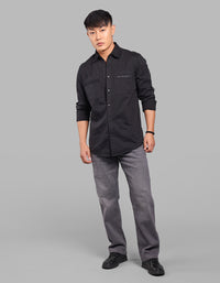 Jet Black Full Sleeve Stretch Cargo Shirt