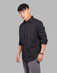 Jet Black Full Sleeve Stretch Cargo Shirt