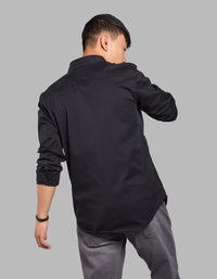 Jet Black Full Sleeve Stretch Cargo Shirt