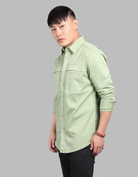 Mint Green Full Sleeve Stretch Cargo Shirt