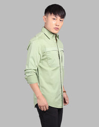 Mint Green Full Sleeve Stretch Cargo Shirt
