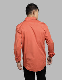 Rust Brown Full Sleeve Stretch Cargo Shirt